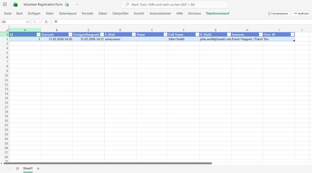 Excel results 2